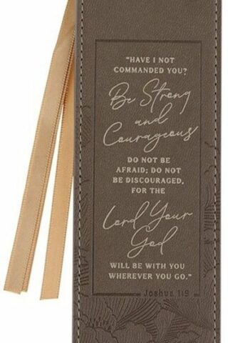 1220000720091 Strong And Courageous Faux Leather Bookmark Joshua 1:9